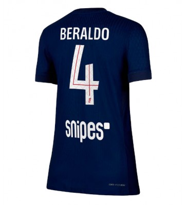 Paris Saint-Germain Lucas Beraldo #4 Replika Hjemmebanetrøje Dame 2025-26 Kortærmet